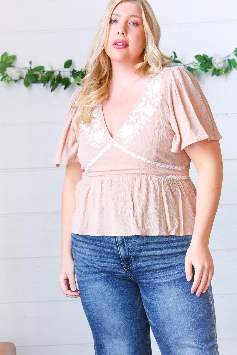 Lille Embroidered Babydoll Top - Atomic Wildflower