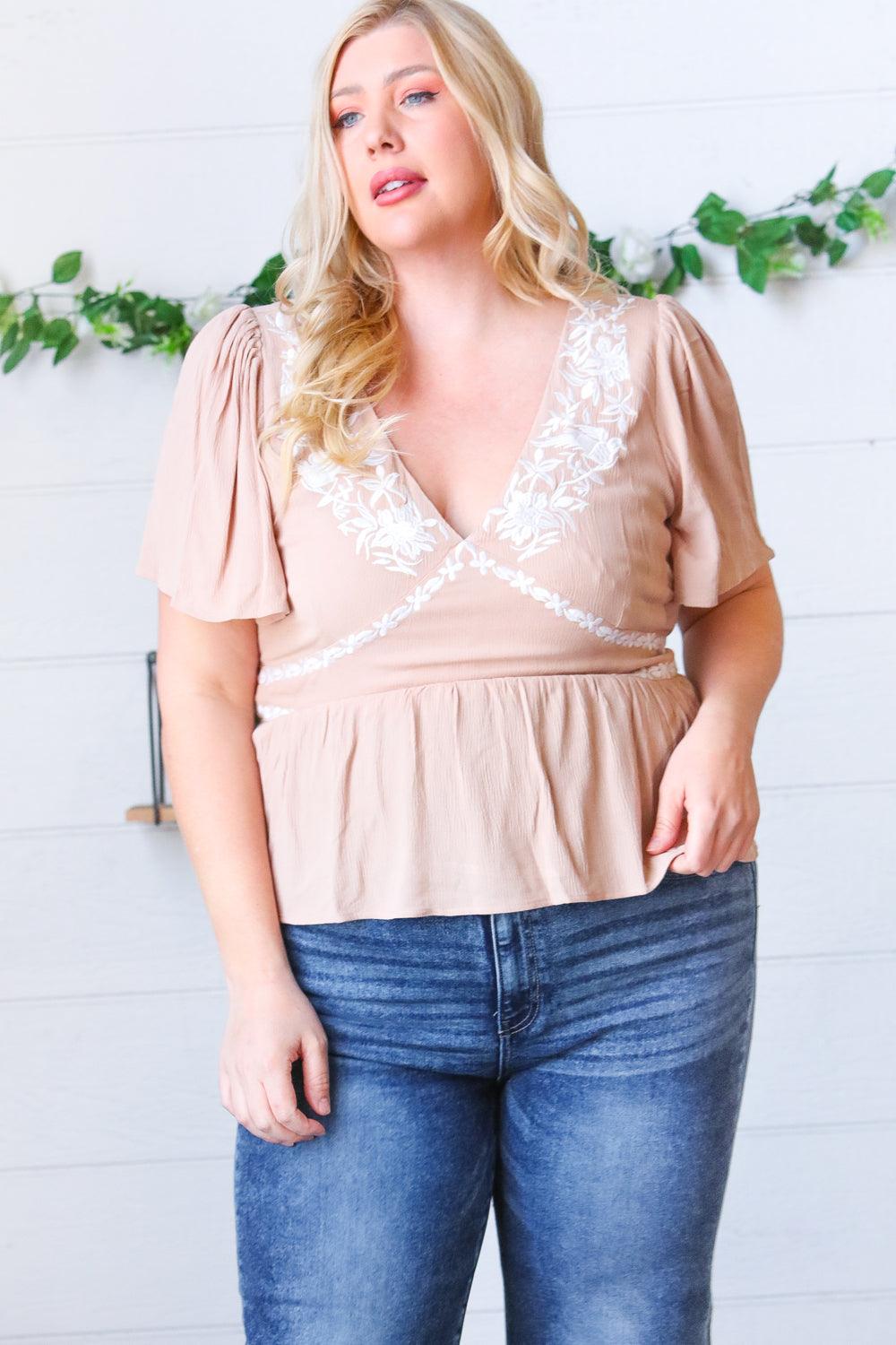 Lille Embroidered Babydoll Top - Atomic Wildflower