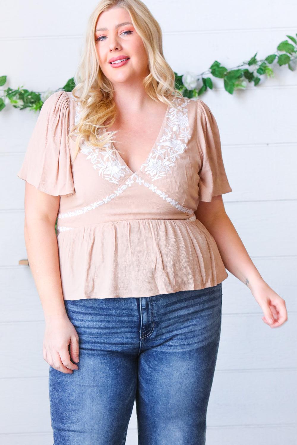 Lille Embroidered Babydoll Top - Atomic Wildflower