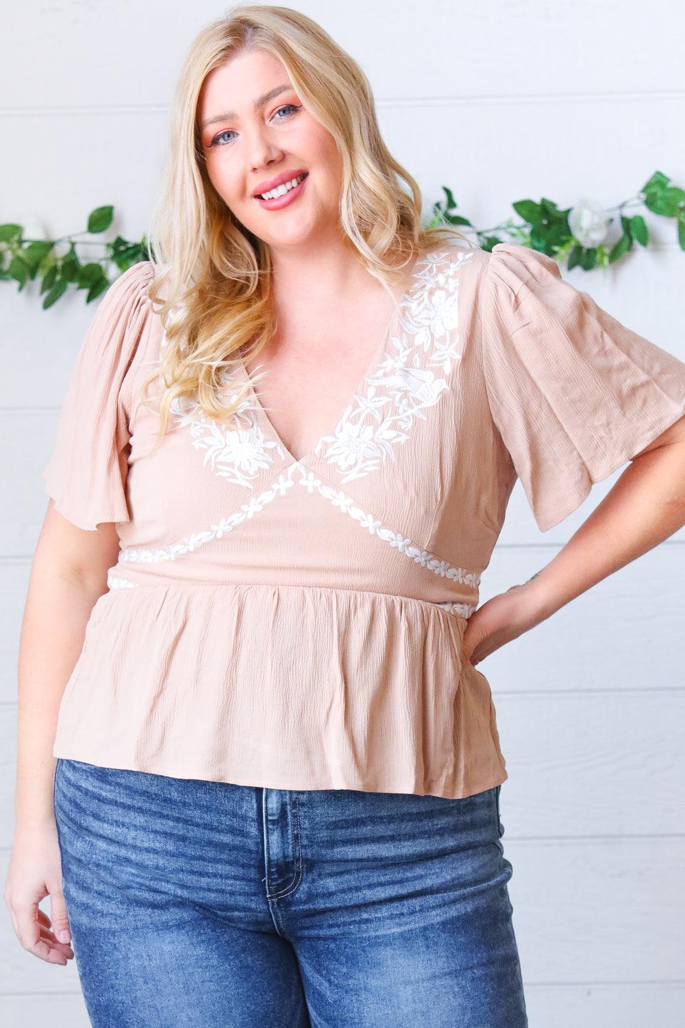 Lille Embroidered Babydoll Top - Atomic Wildflower