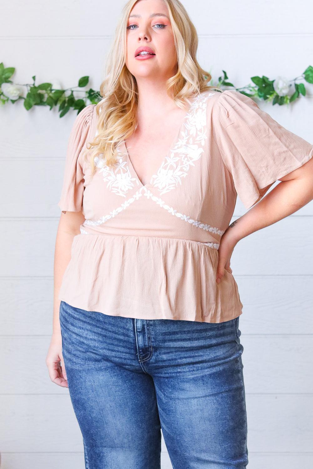 Lille Embroidered Babydoll Top - Atomic Wildflower