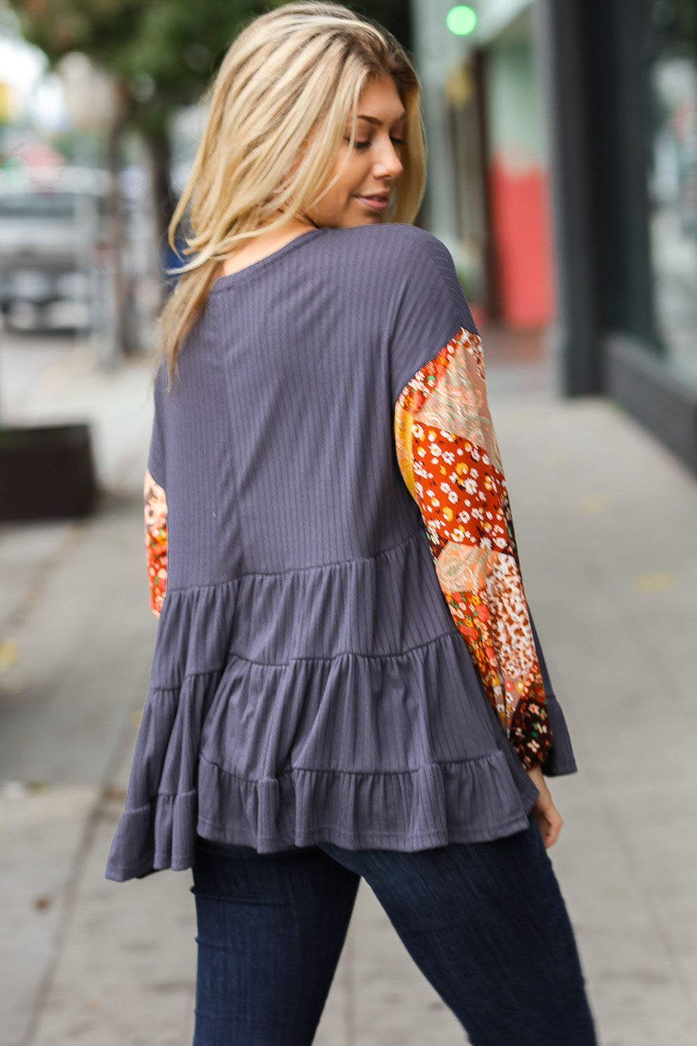 Feeling Your Best Floral Patchwork Tiered Babydoll Top