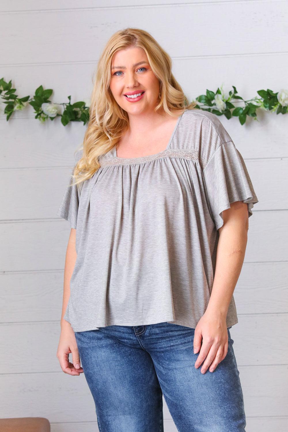 Stay Awhile Crochet Square Neck Top - Atomic Wildflower