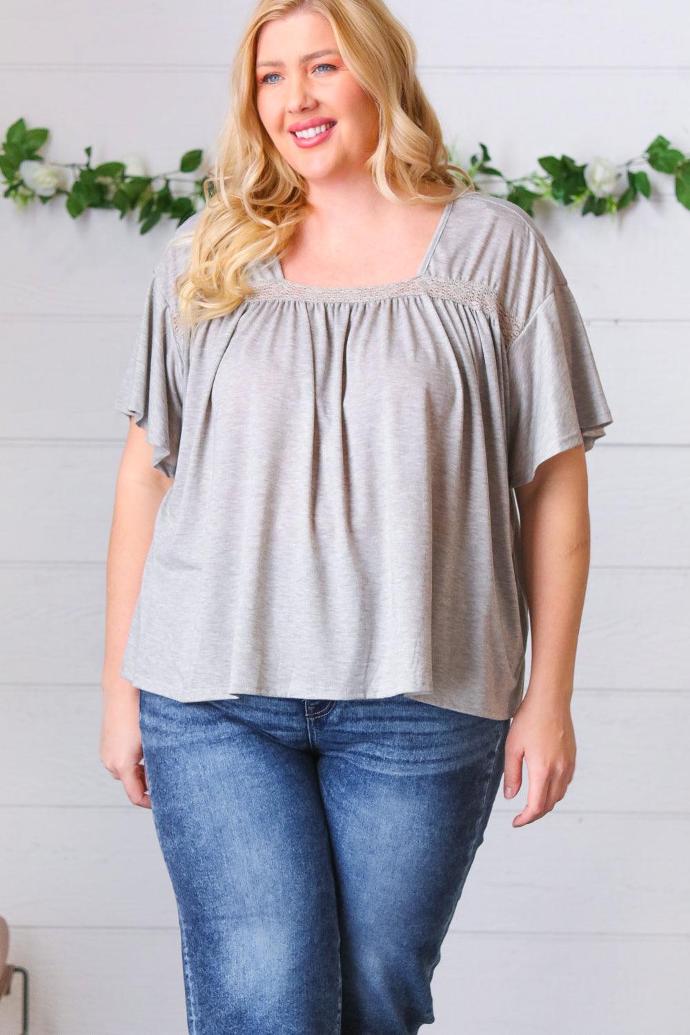 Stay Awhile Crochet Square Neck Top - Atomic Wildflower