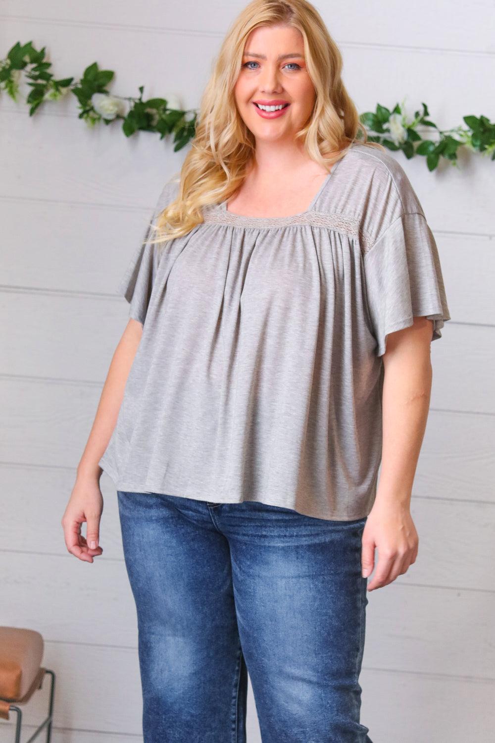 Stay Awhile Crochet Square Neck Top - Atomic Wildflower