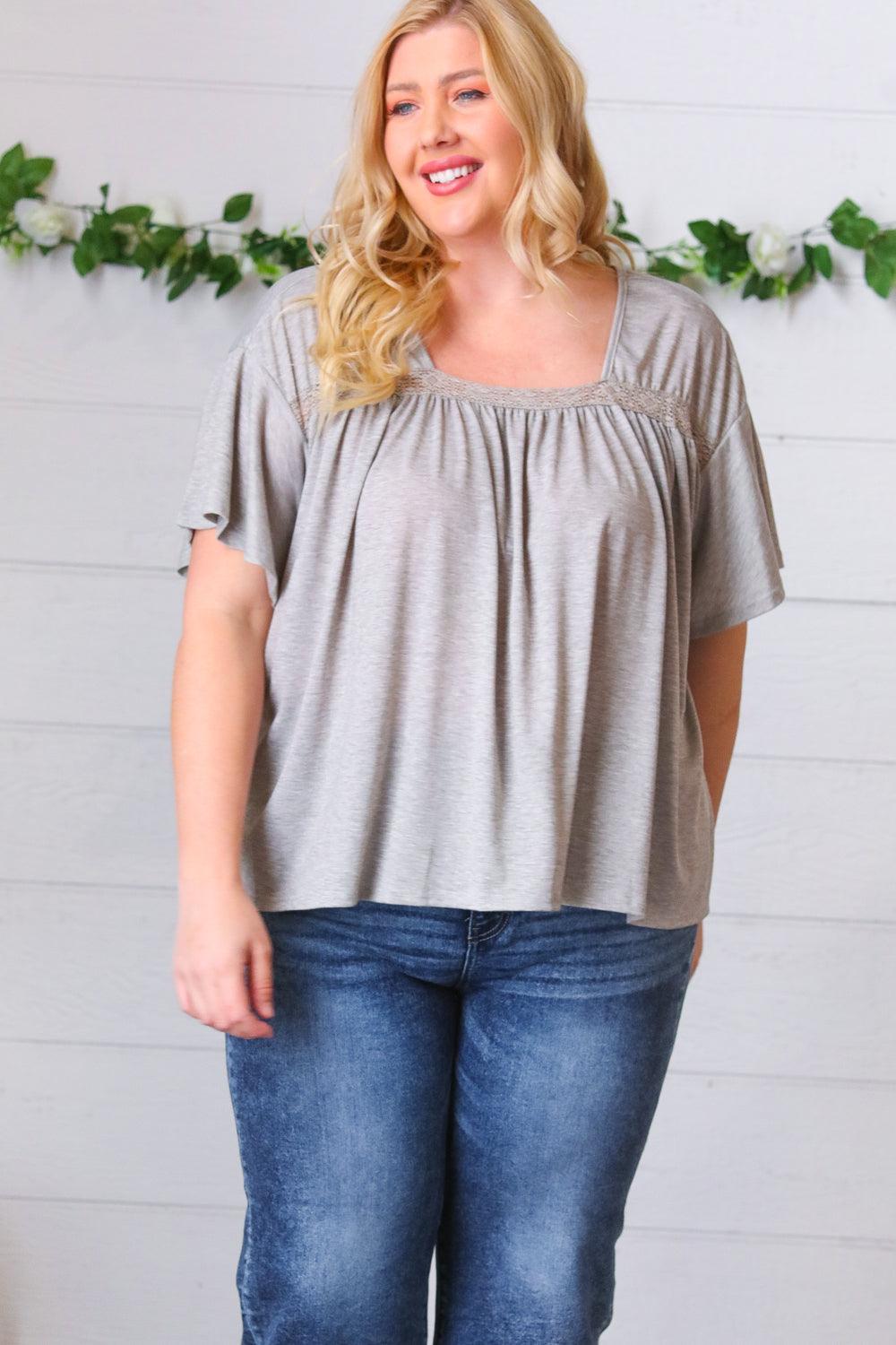 Stay Awhile Crochet Square Neck Top - Atomic Wildflower