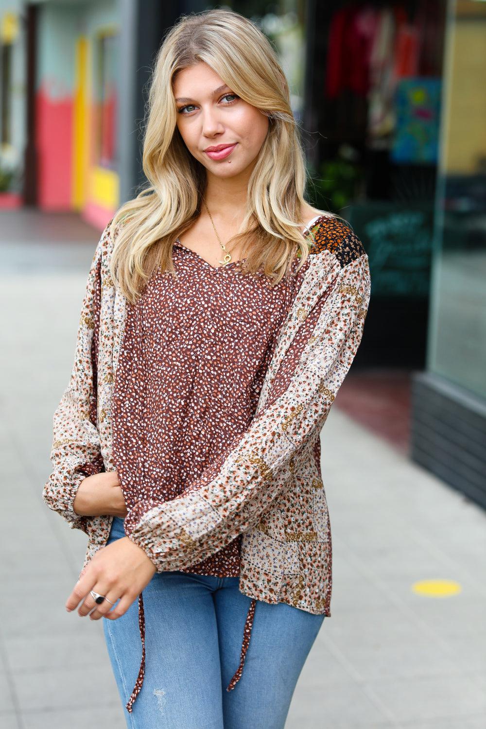 Iris Ditzy Floral Pattern Block Top - Atomic Wildflower
