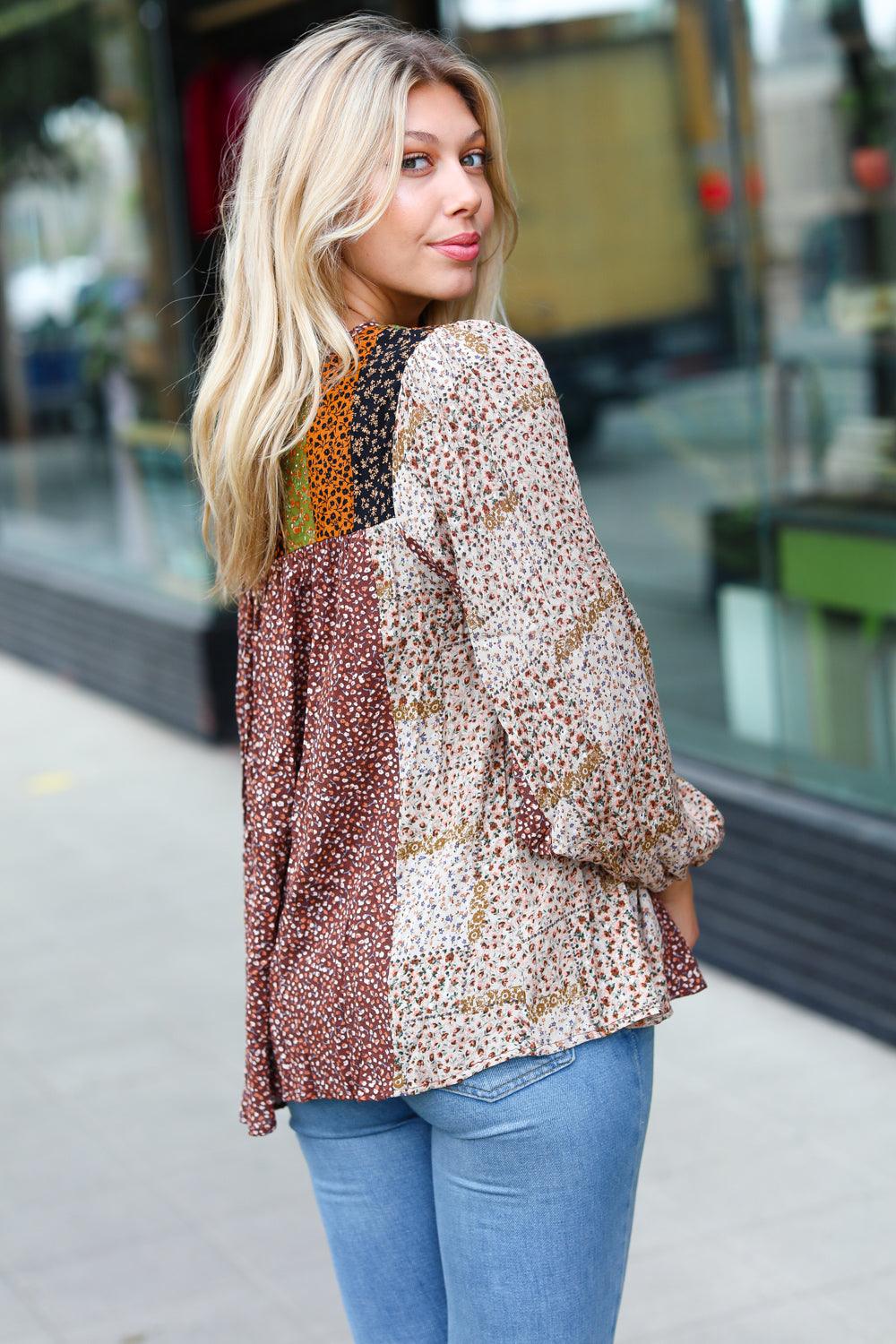 Iris Ditzy Floral Pattern Block Top - Atomic Wildflower