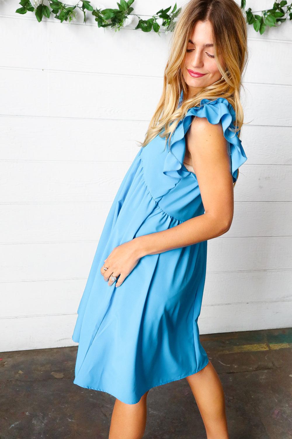Rich Soul Babydoll Ruffle Crepe Dress - Atomic Wildflower