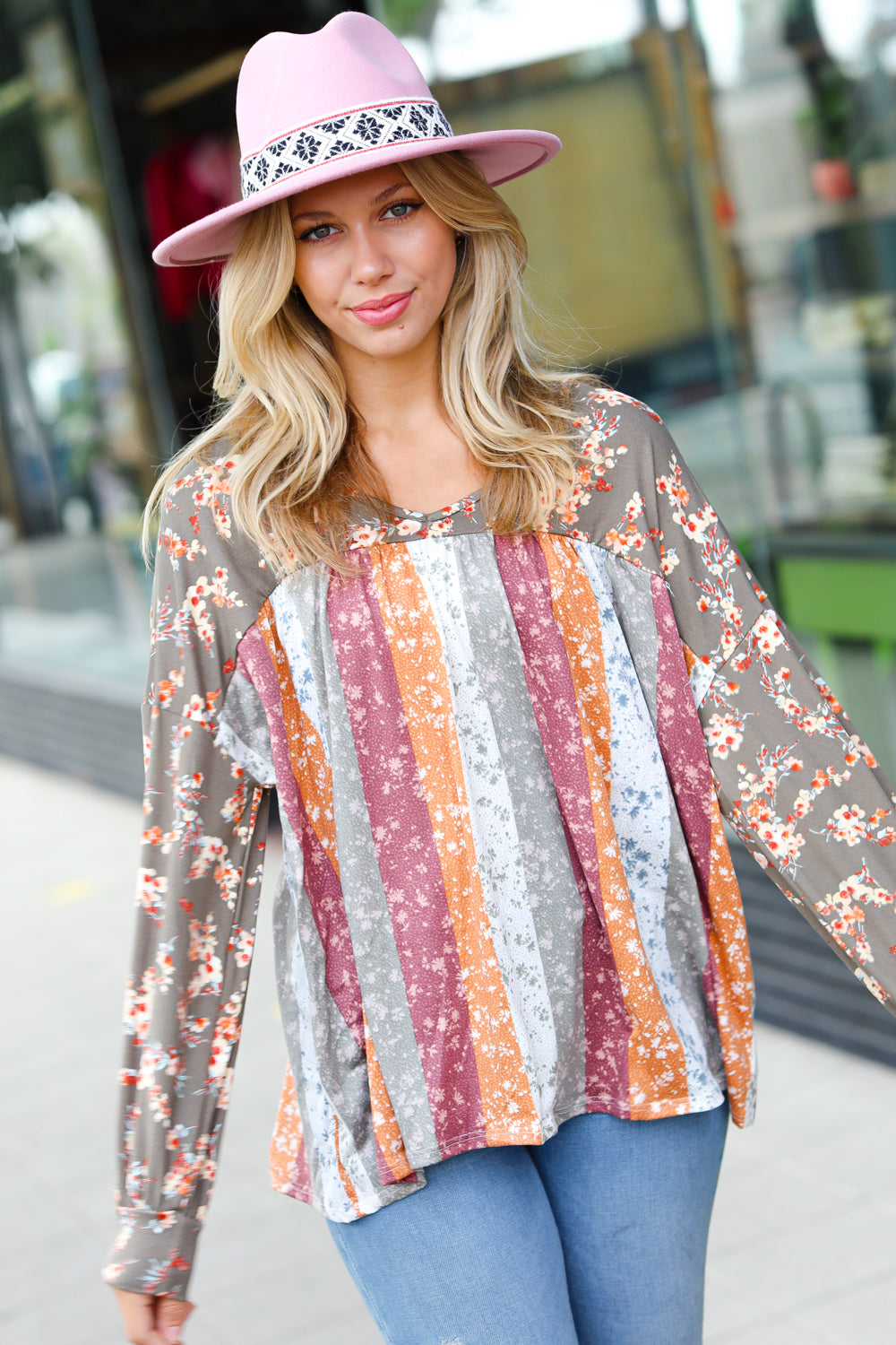 For The Love Of Floral Bubble Sleeve Top
