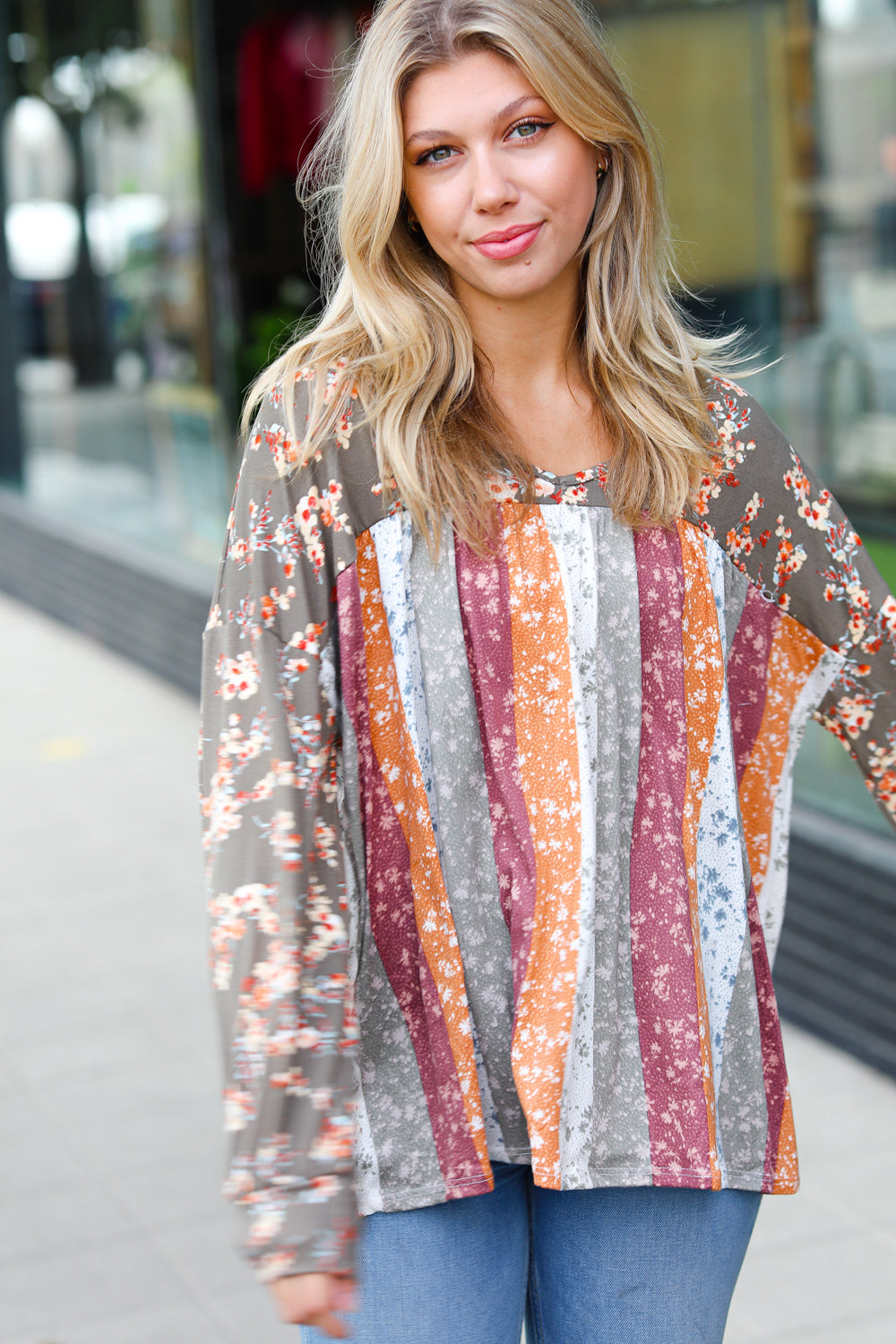 For The Love Of Floral Bubble Sleeve Top
