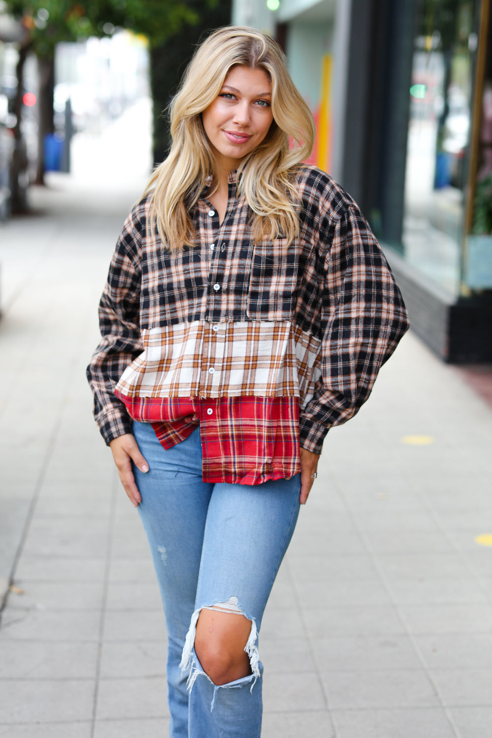 Color Me Plaid Color Block Shacket