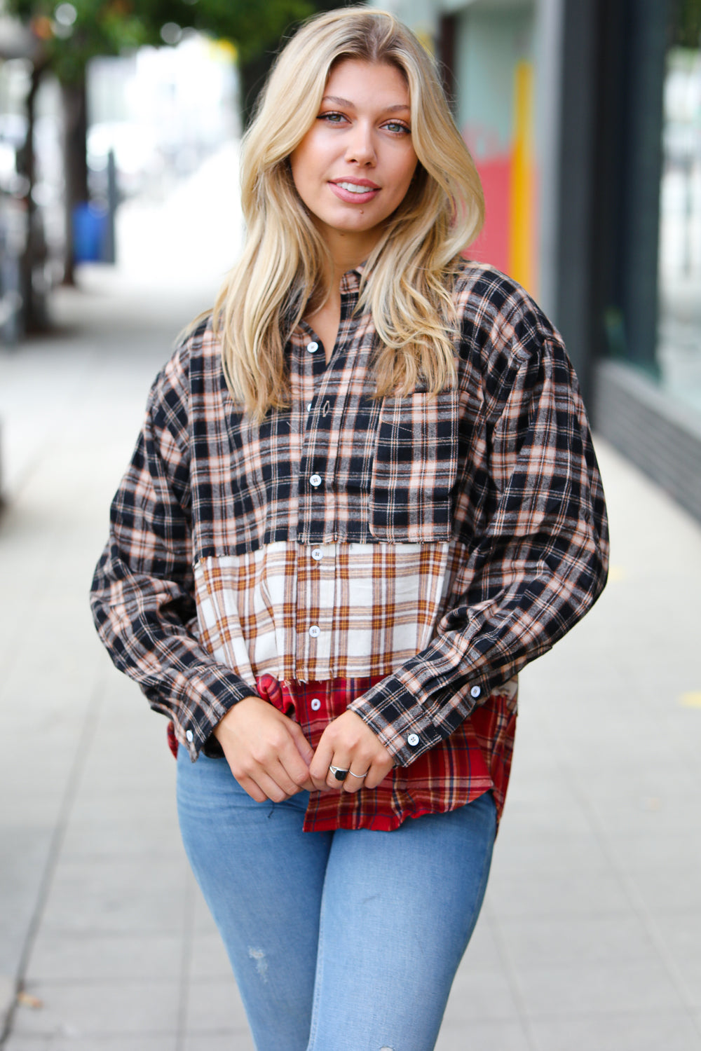 Color Me Plaid Color Block Shacket