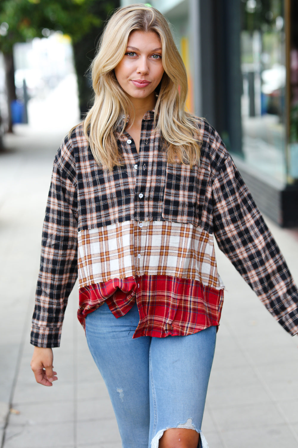 Color Me Plaid Color Block Shacket
