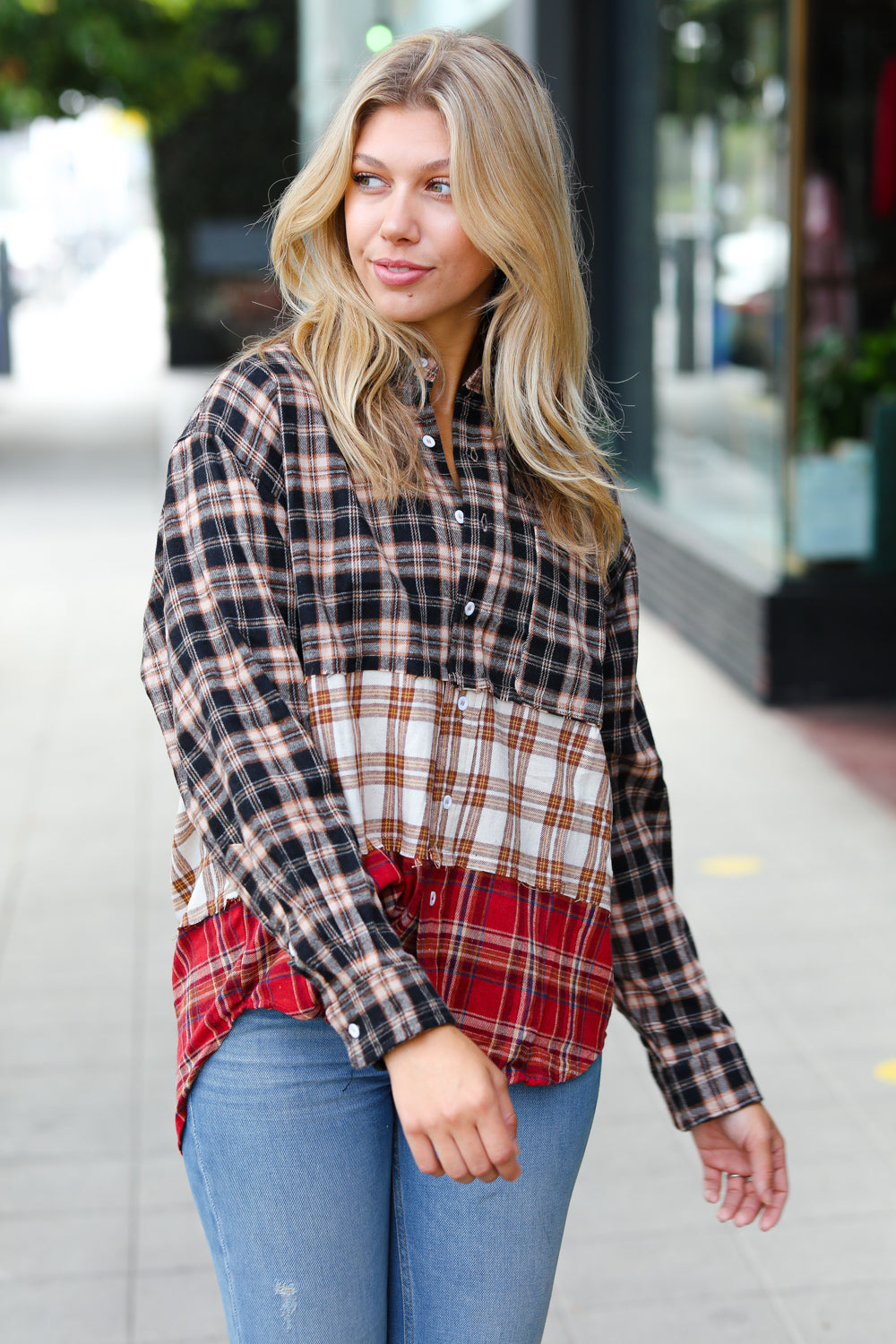 Color Me Plaid Color Block Shacket