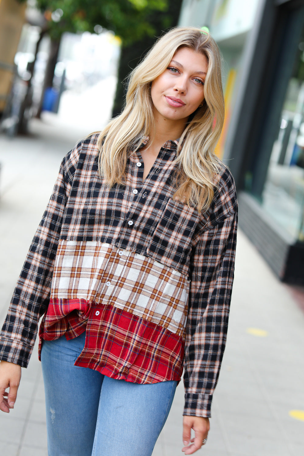 Color Me Plaid Color Block Shacket