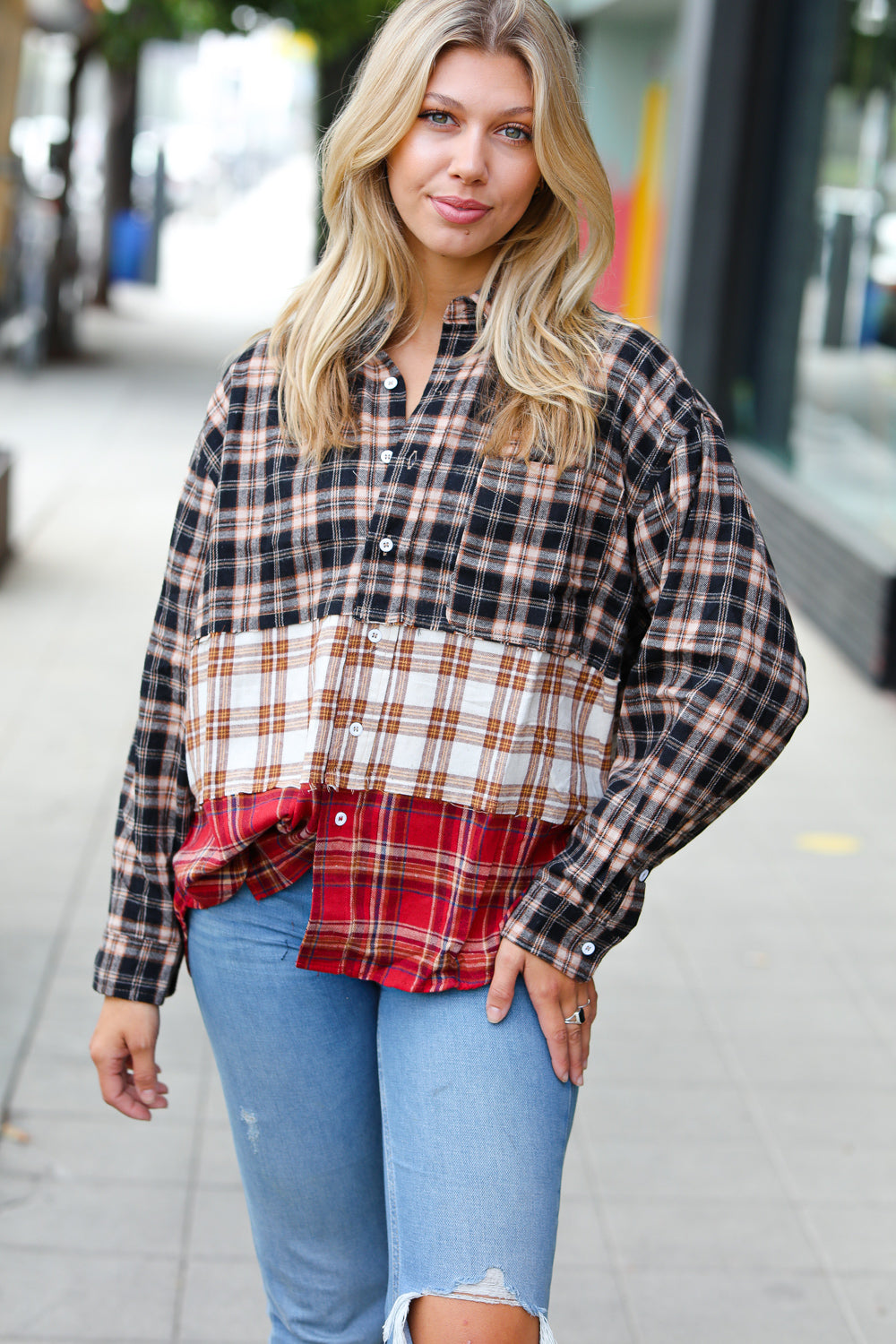 Color Me Plaid Color Block Shacket