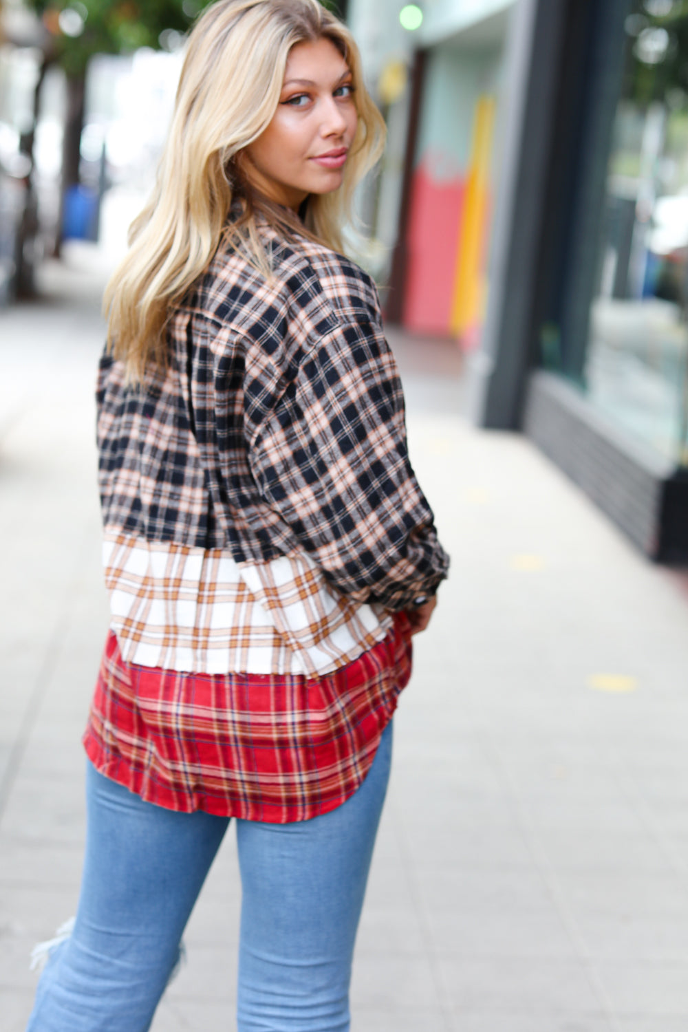 Color Me Plaid Color Block Shacket