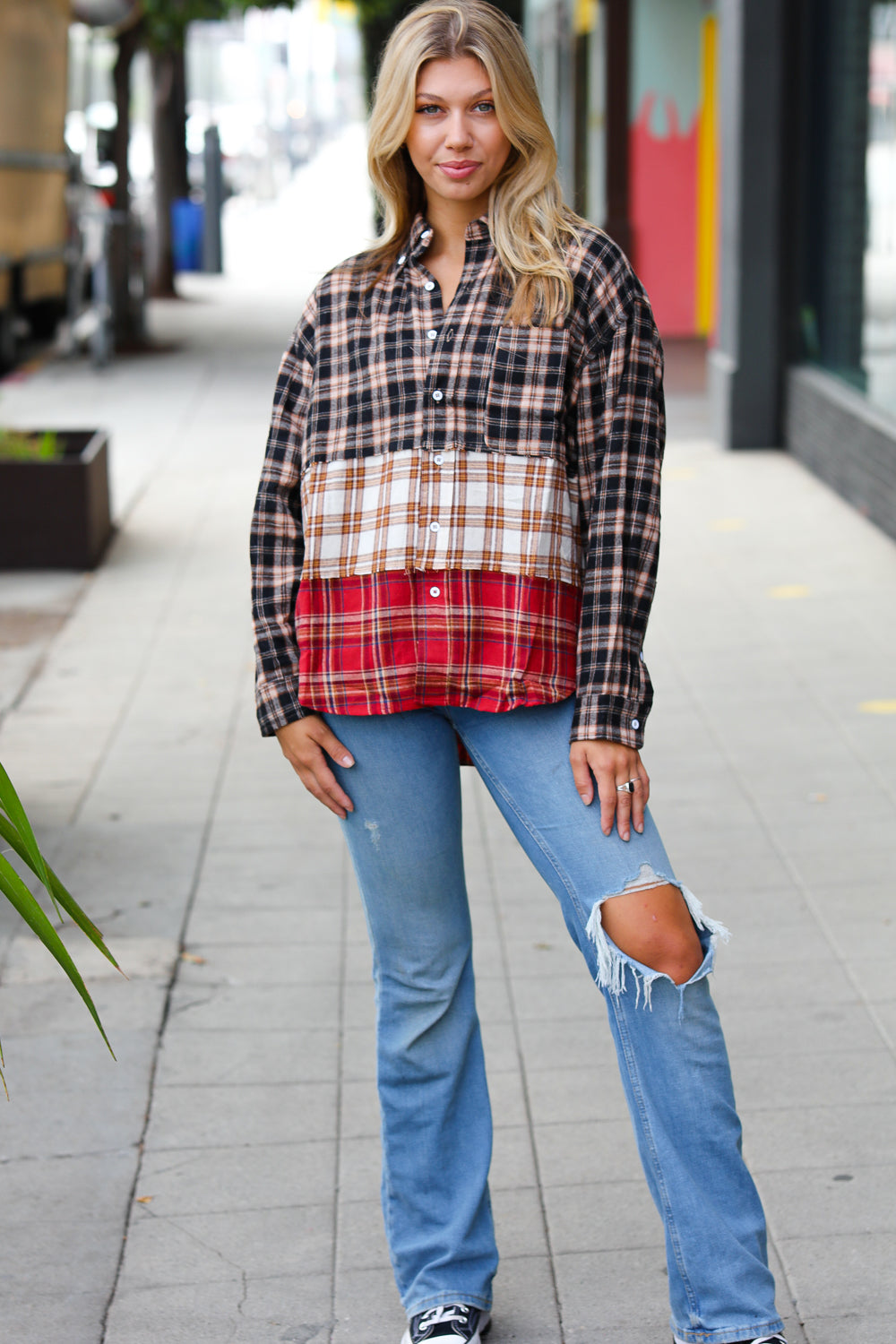Color Me Plaid Color Block Shacket
