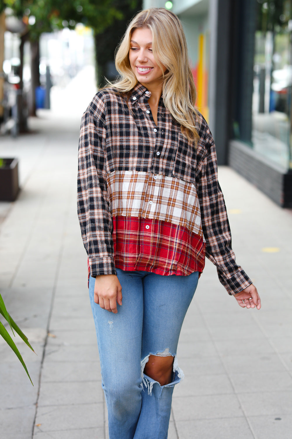 Color Me Plaid Color Block Shacket
