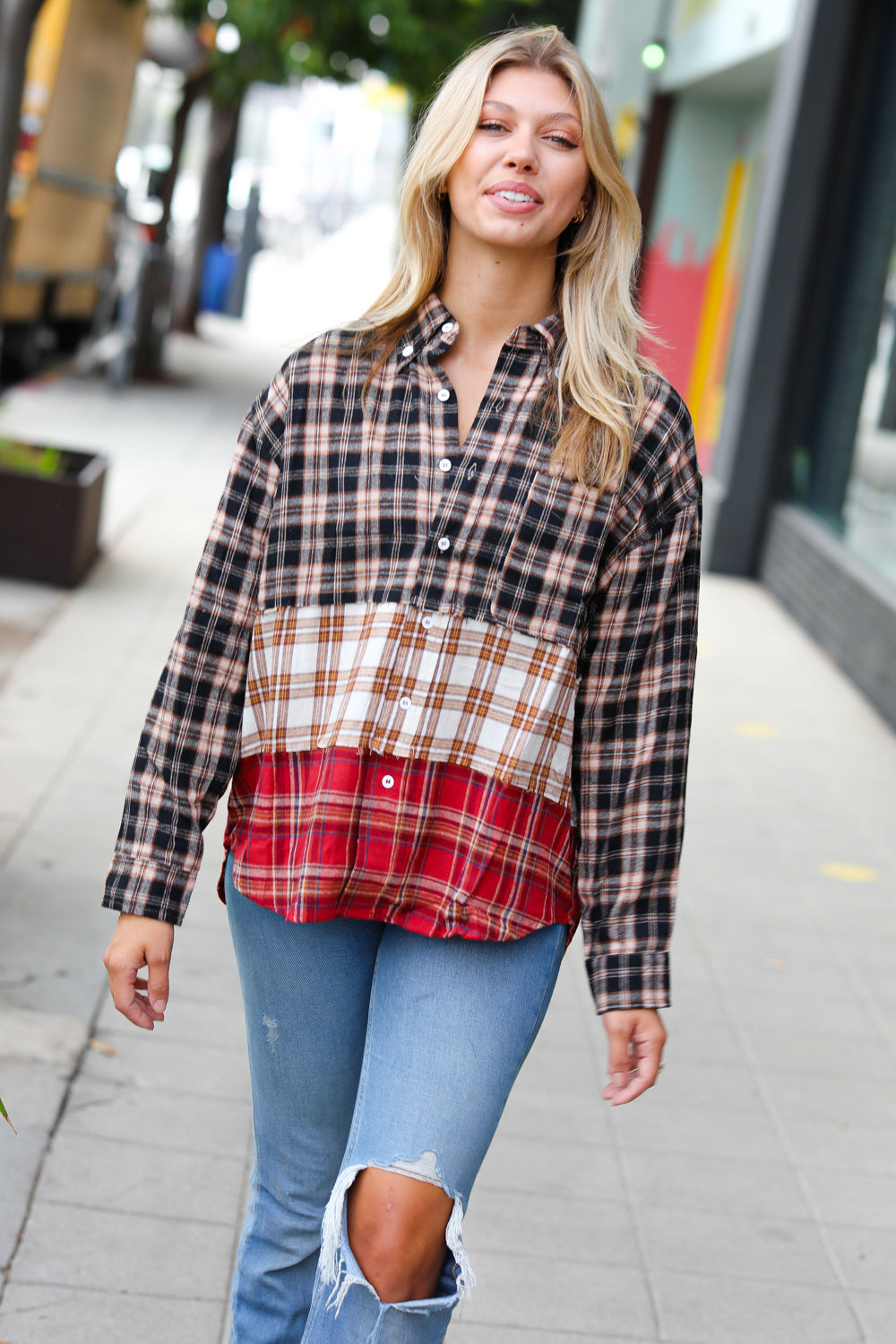 Color Me Plaid Color Block Shacket