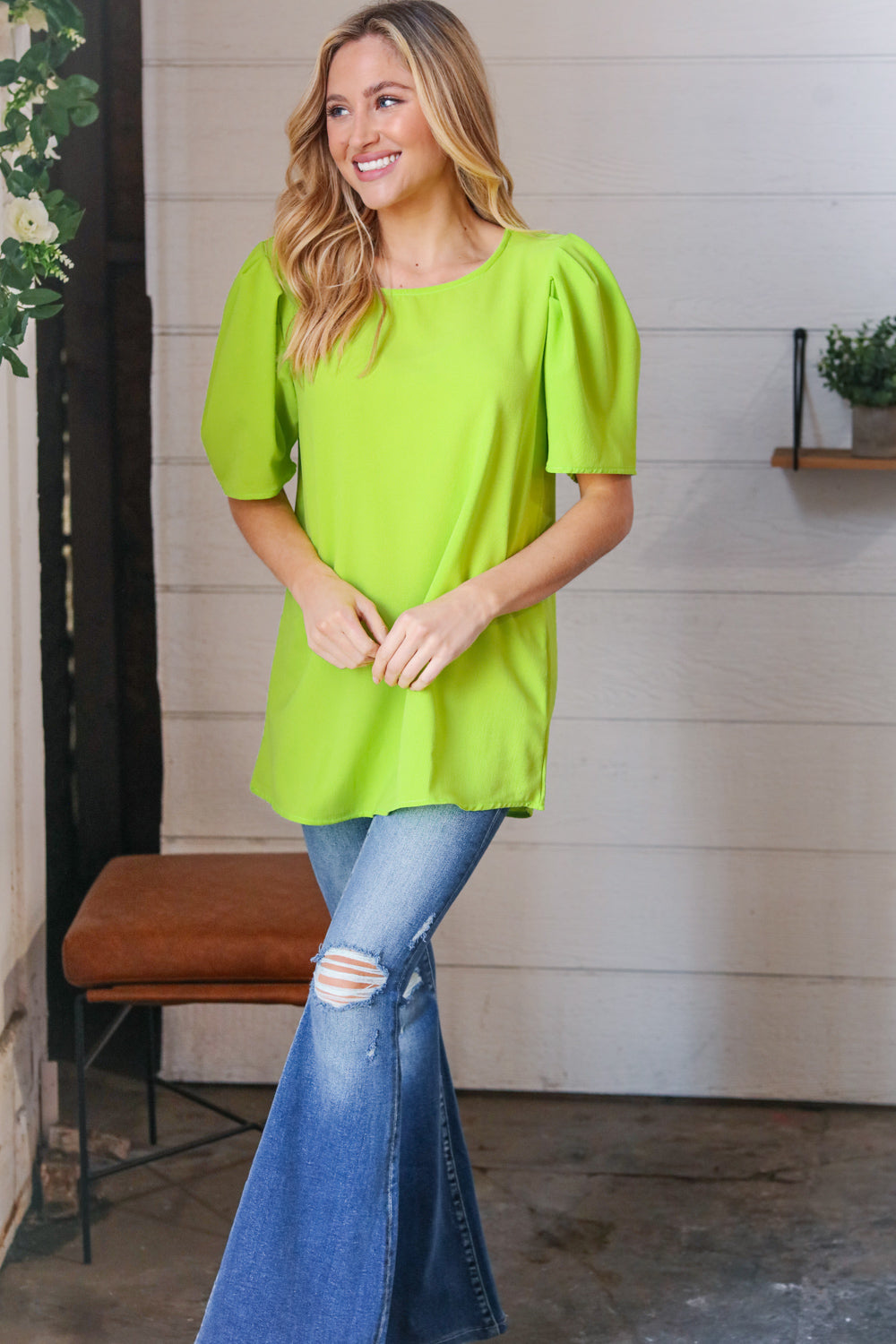 Mile A Minute Puff Sleeve Top - Atomic Wildflower