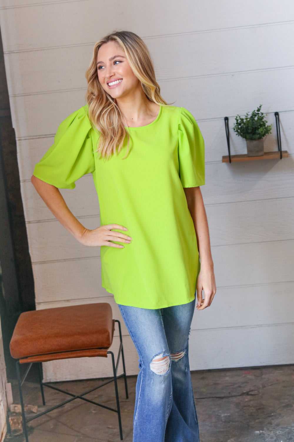 Mile A Minute Puff Sleeve Top - Atomic Wildflower