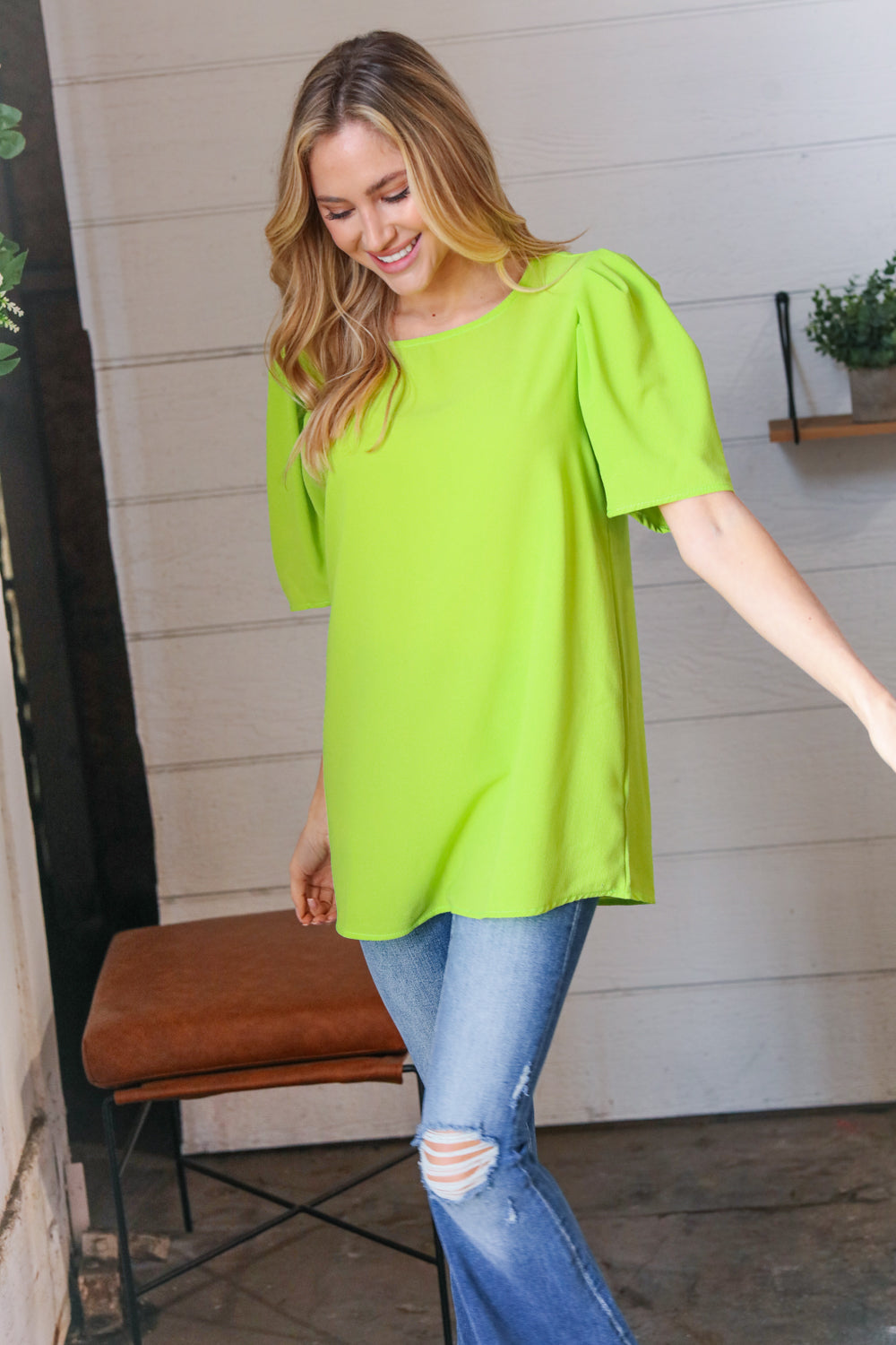 Mile A Minute Puff Sleeve Top - Atomic Wildflower