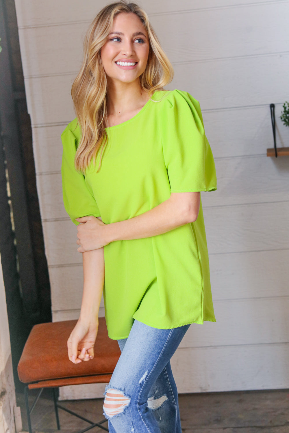 Mile A Minute Puff Sleeve Top - Atomic Wildflower