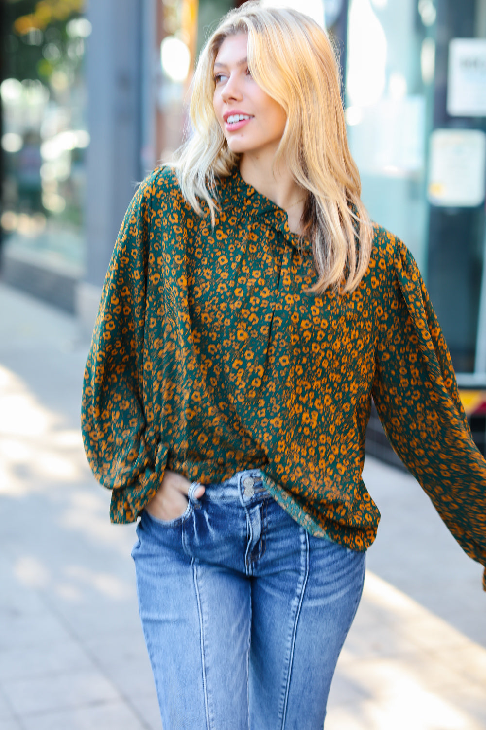 Sweet But Sassy Ditzy Floral Frill Neck Top
