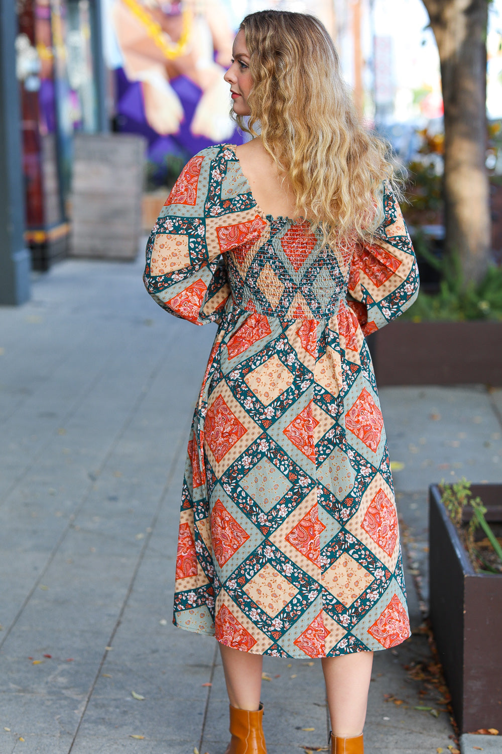 Join Me Later Boho Smocked Woven Midi Dress
