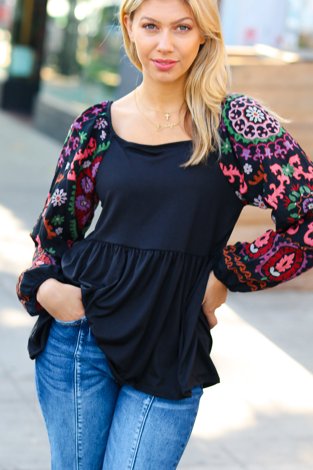Dueling Dreams Border Print Blouse
