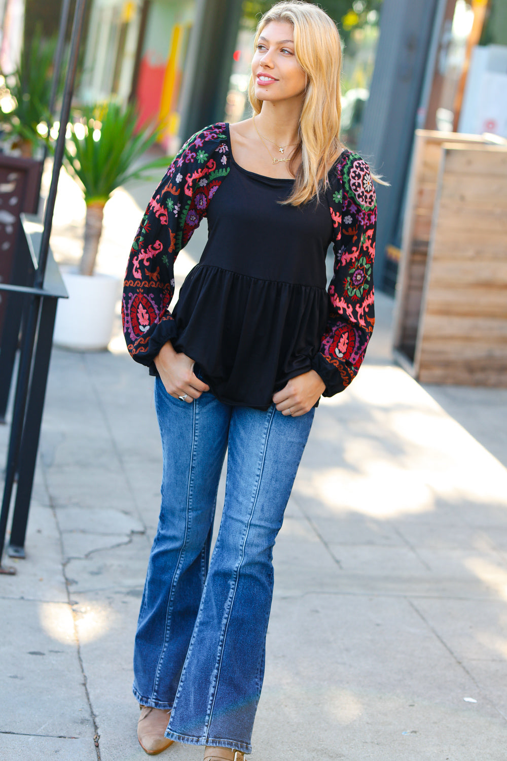 Dueling Dreams Border Print Blouse
