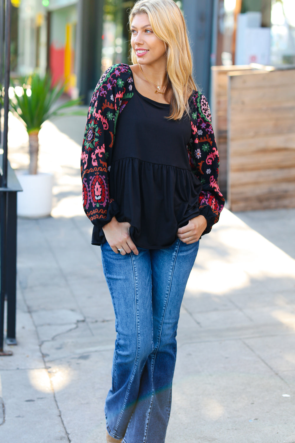 Dueling Dreams Border Print Blouse
