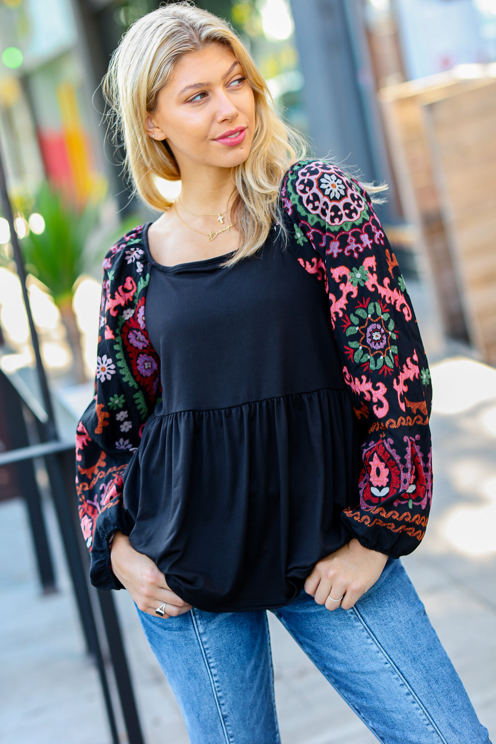 Dueling Dreams Border Print Blouse
