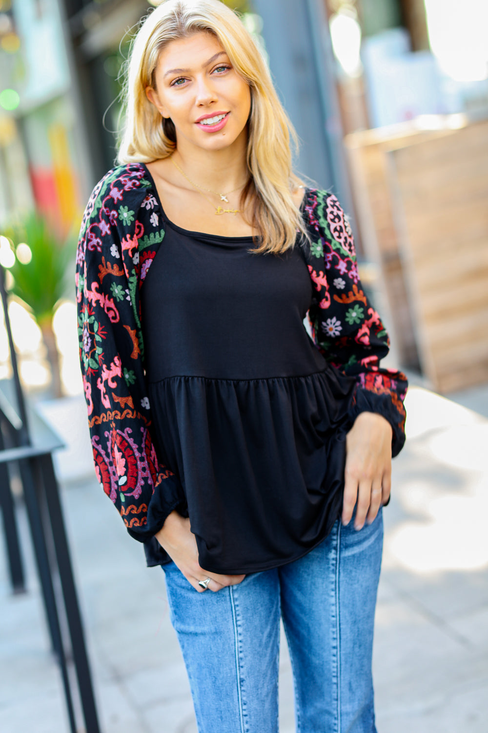 Dueling Dreams Border Print Blouse