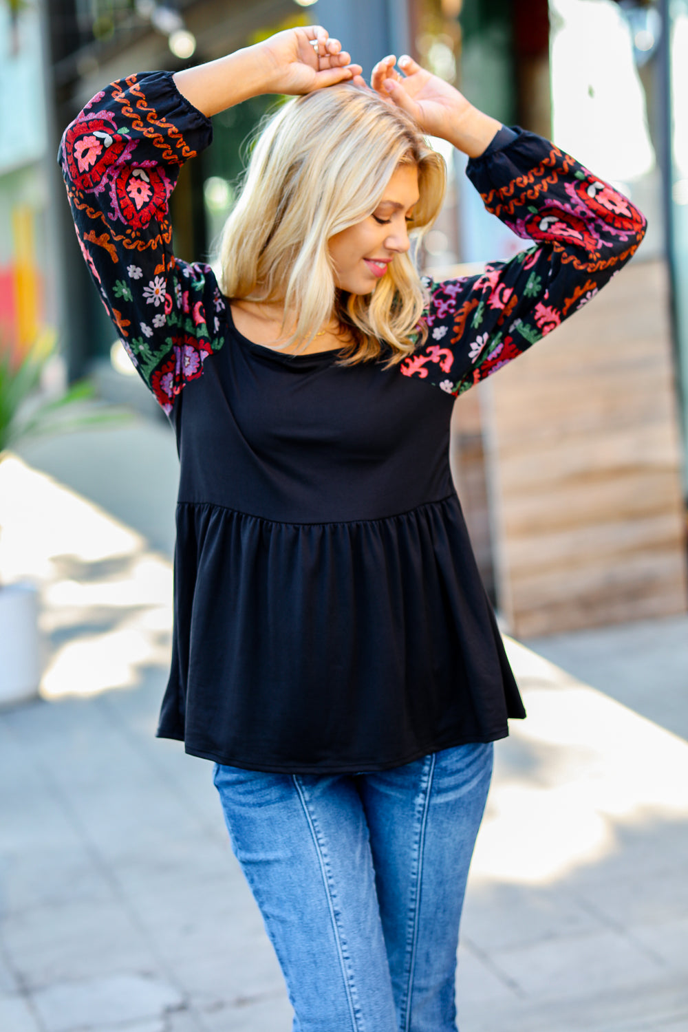 Dueling Dreams Border Print Blouse