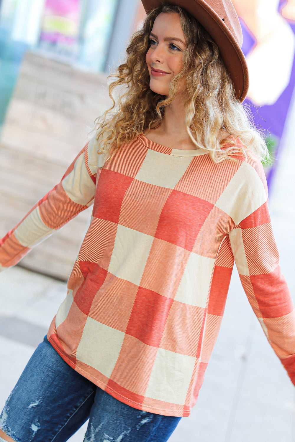 Playing Checkers Plaid French Terry Top