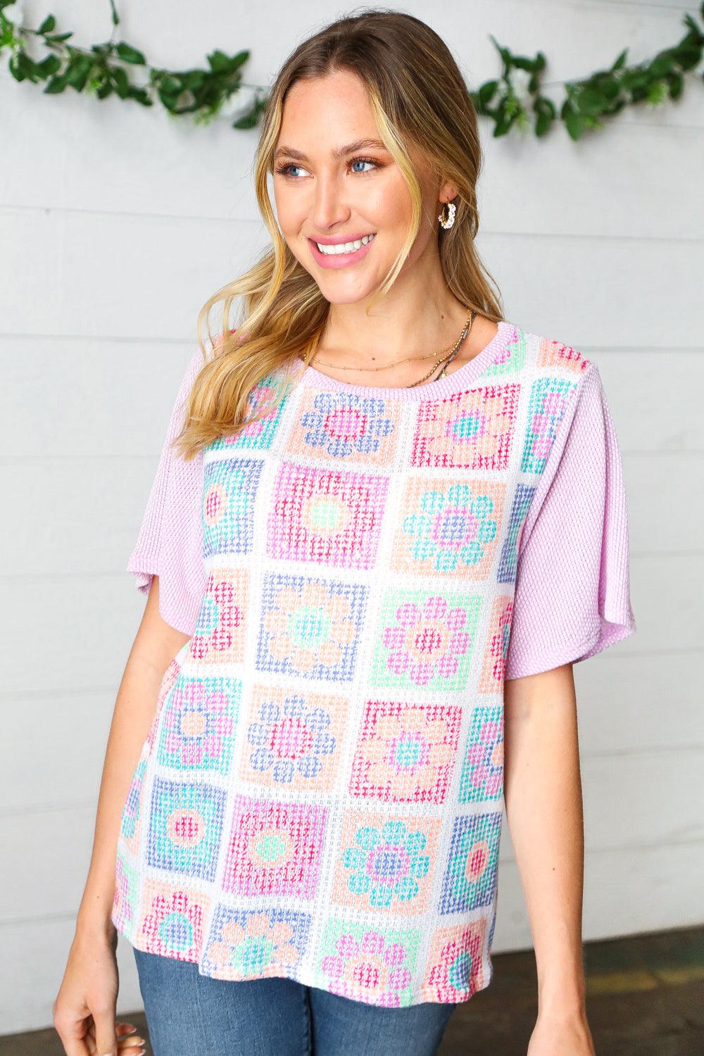 Sophie Flower Power Color Block Top - Atomic Wildflower