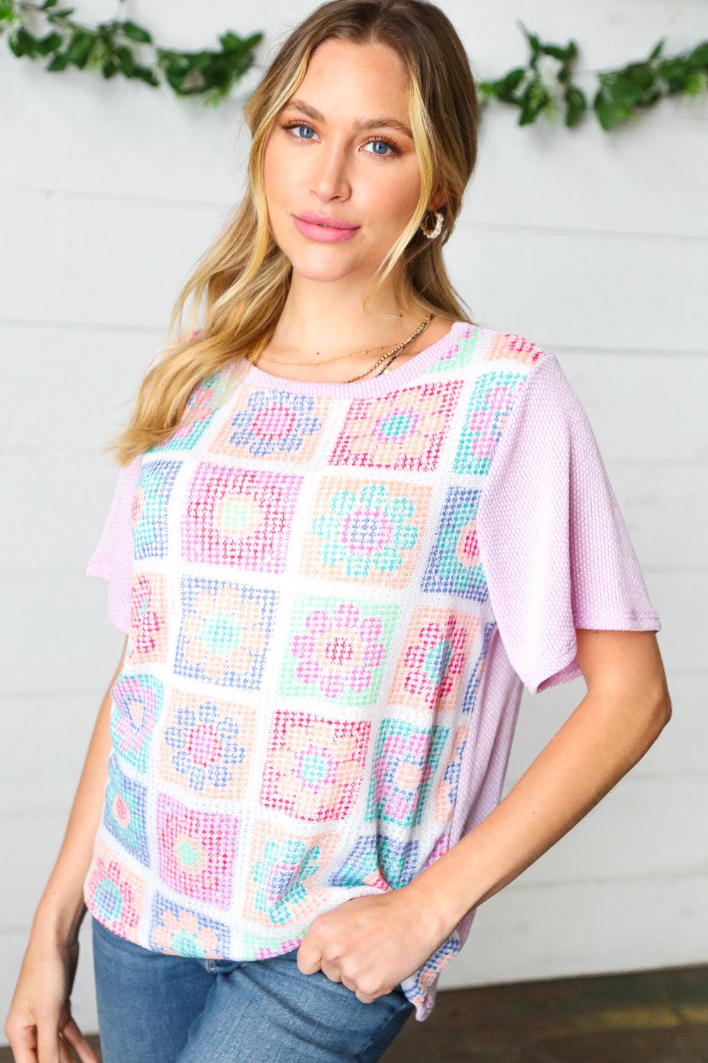 Sophie Flower Power Color Block Top - Atomic Wildflower