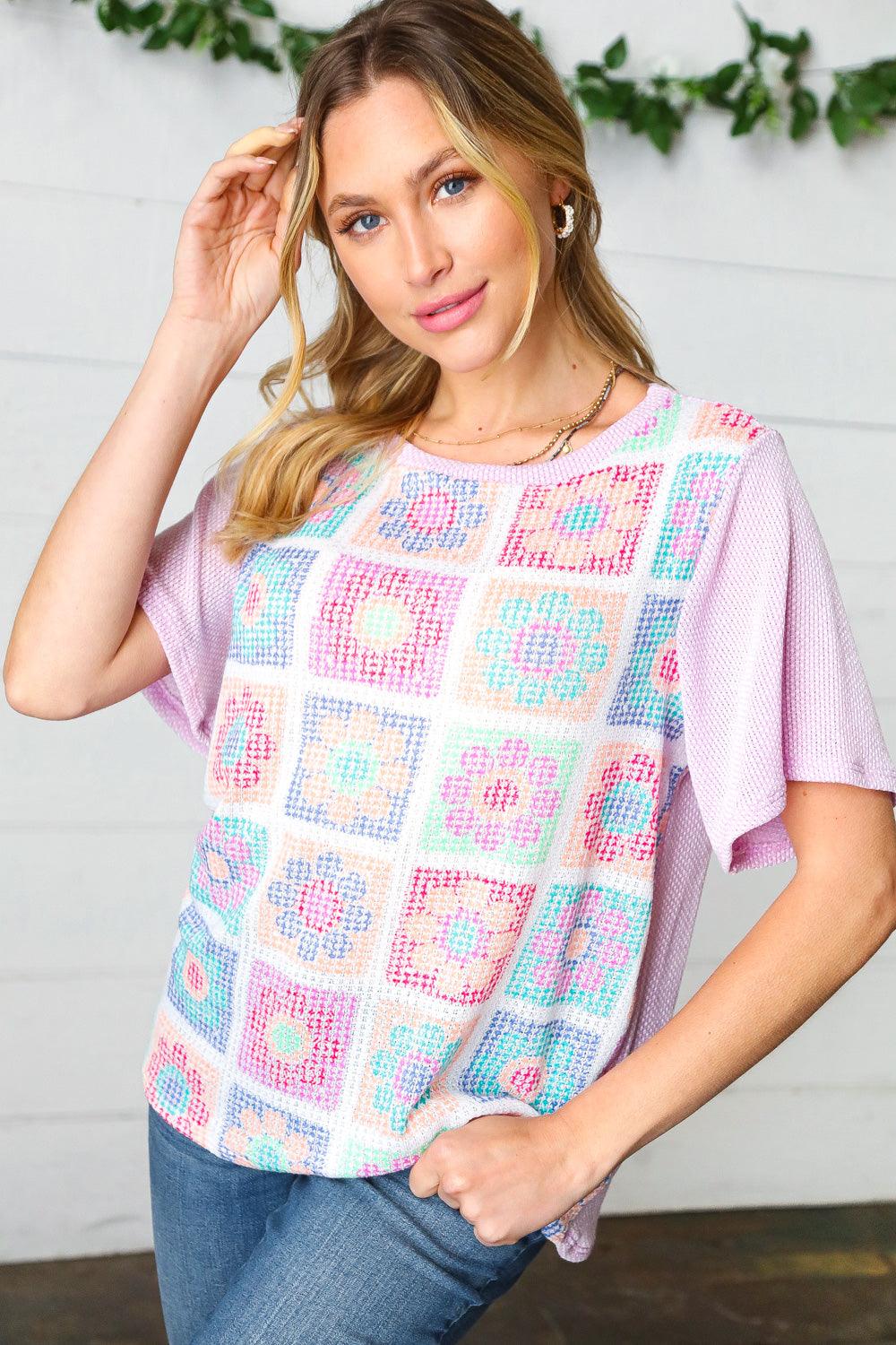 Sophie Flower Power Color Block Top - Atomic Wildflower