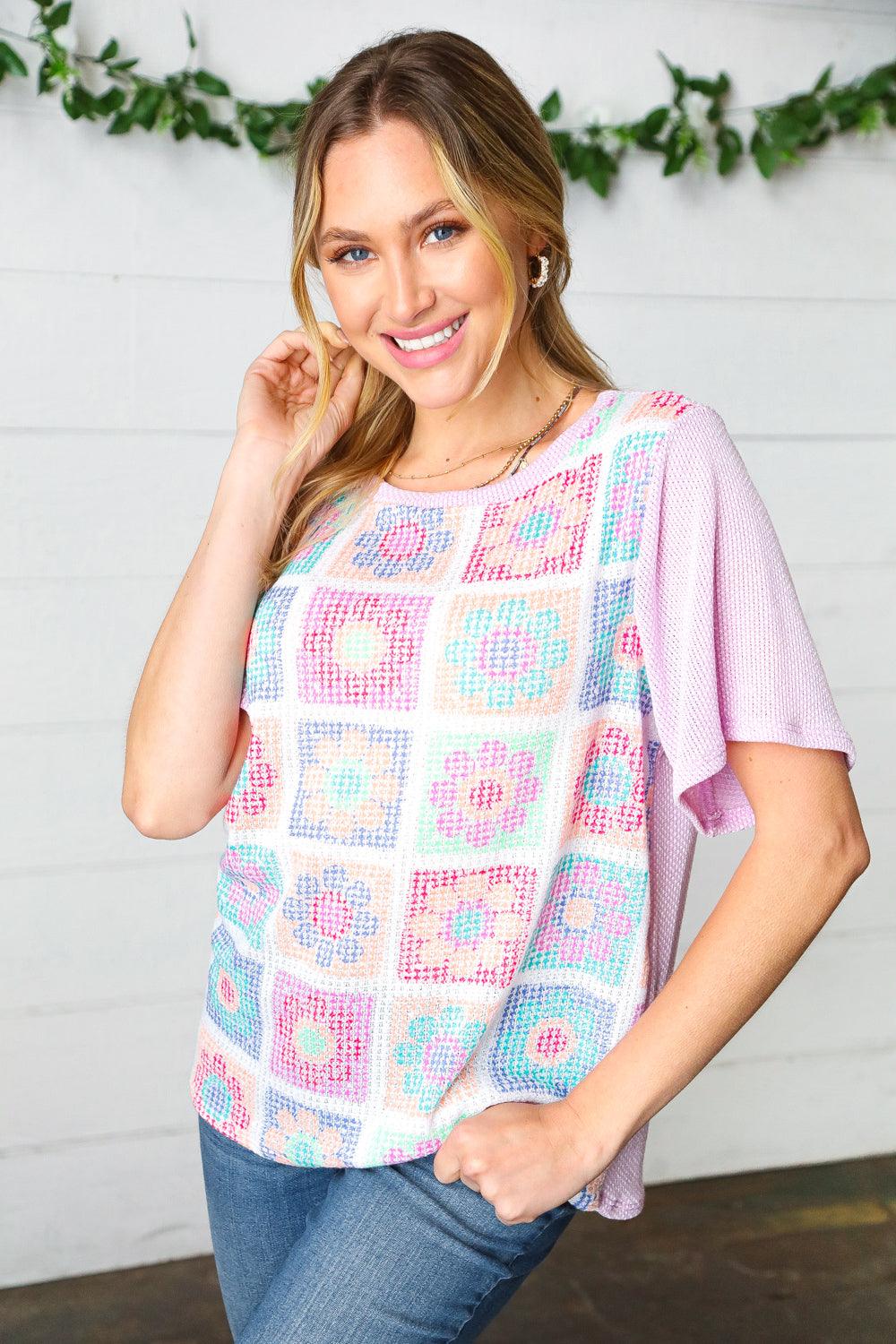 Sophie Flower Power Color Block Top - Atomic Wildflower