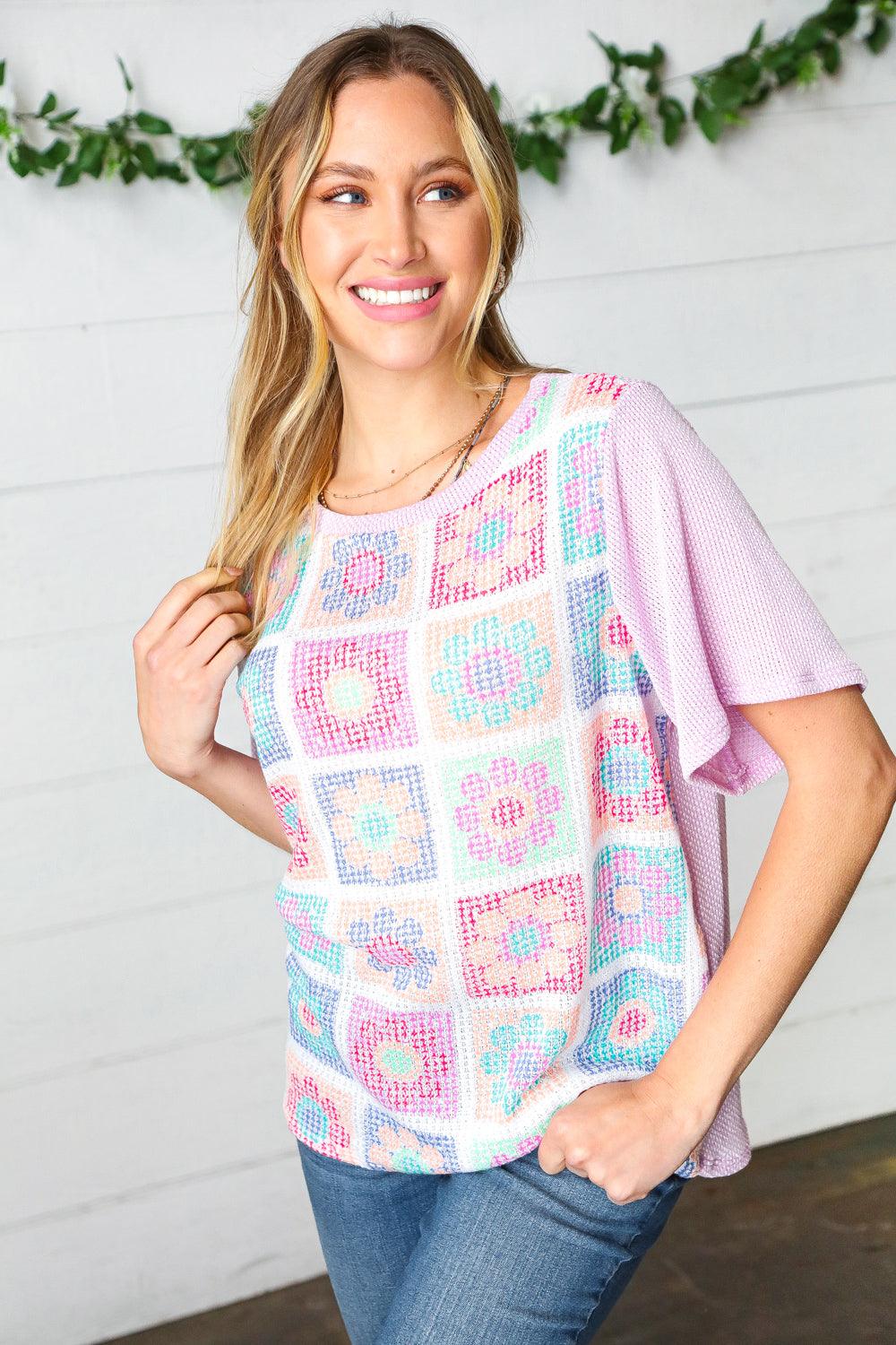 Sophie Flower Power Color Block Top - Atomic Wildflower