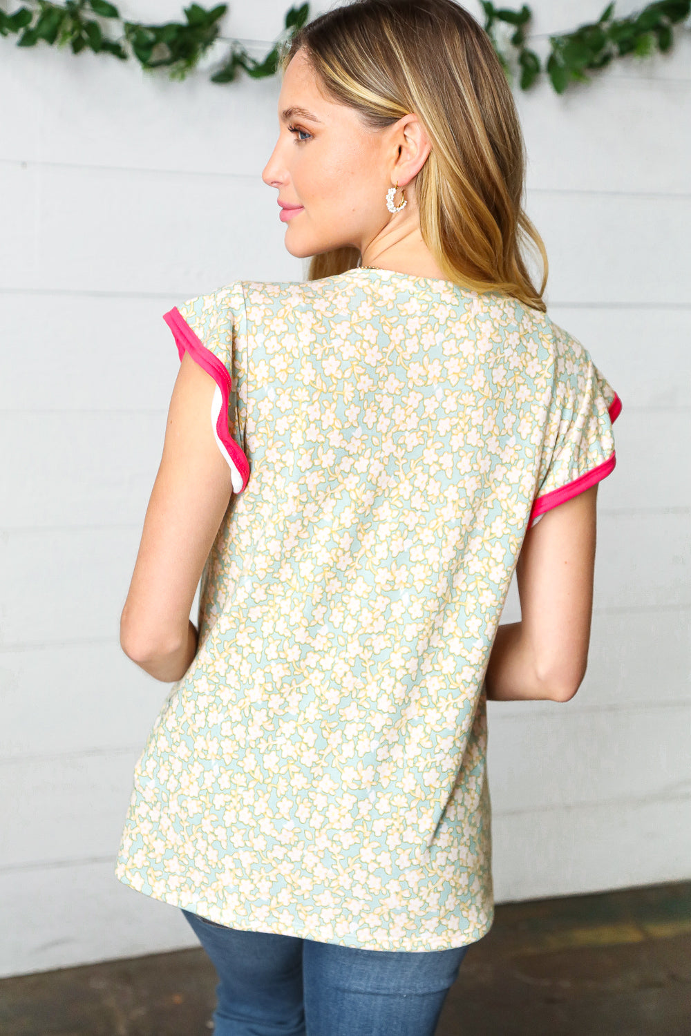 Sunday Stroll French Terry Ruffle Sleeve Top
