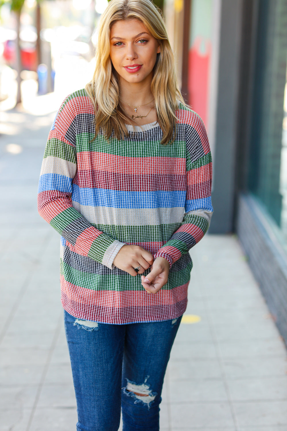 Feeling Bold Textured Vintage Stripe Top