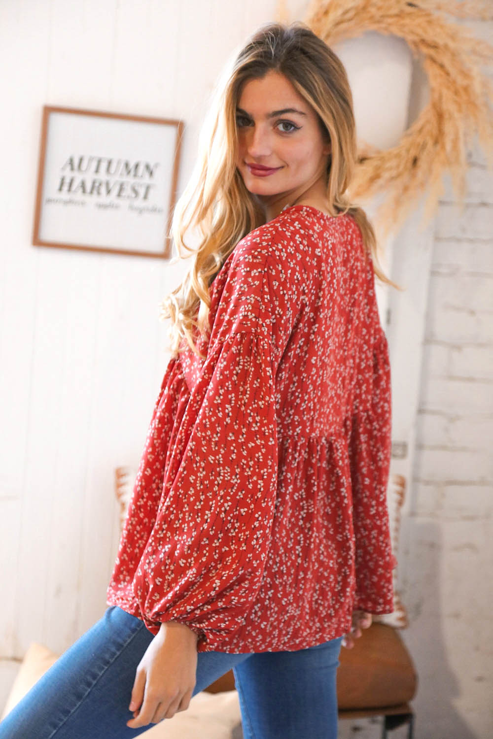 Falling In Love Floral Babydoll Top