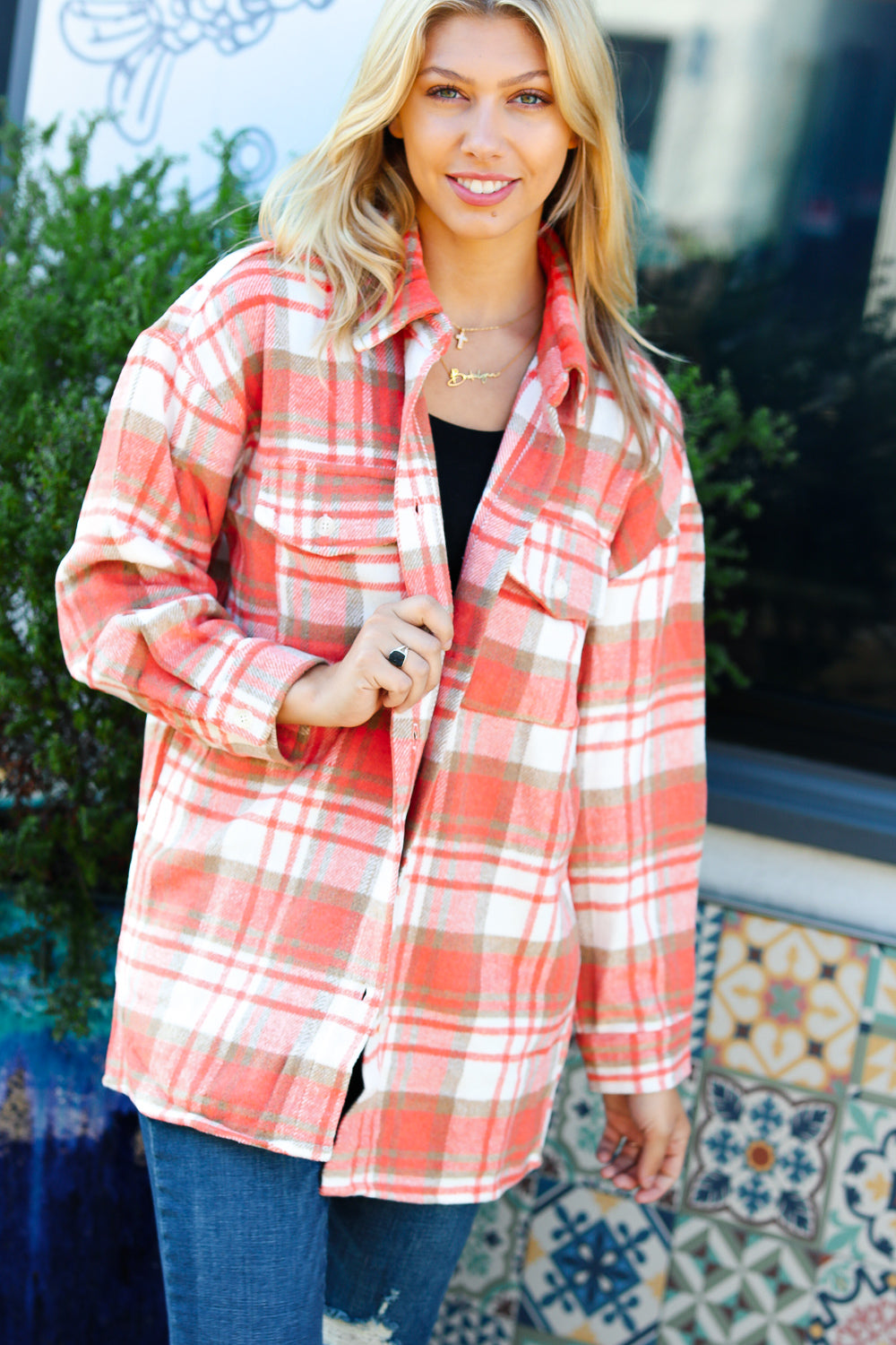 Layer Up Plaid Flannel Button Down Shacket