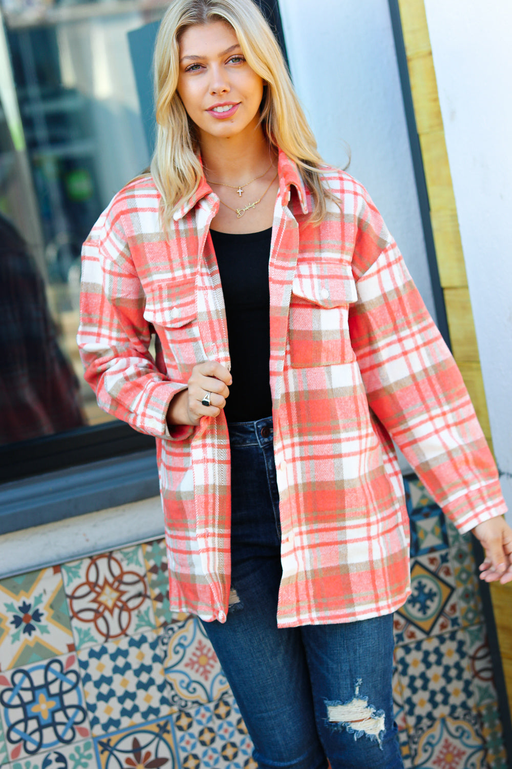 Layer Up Plaid Flannel Button Down Shacket