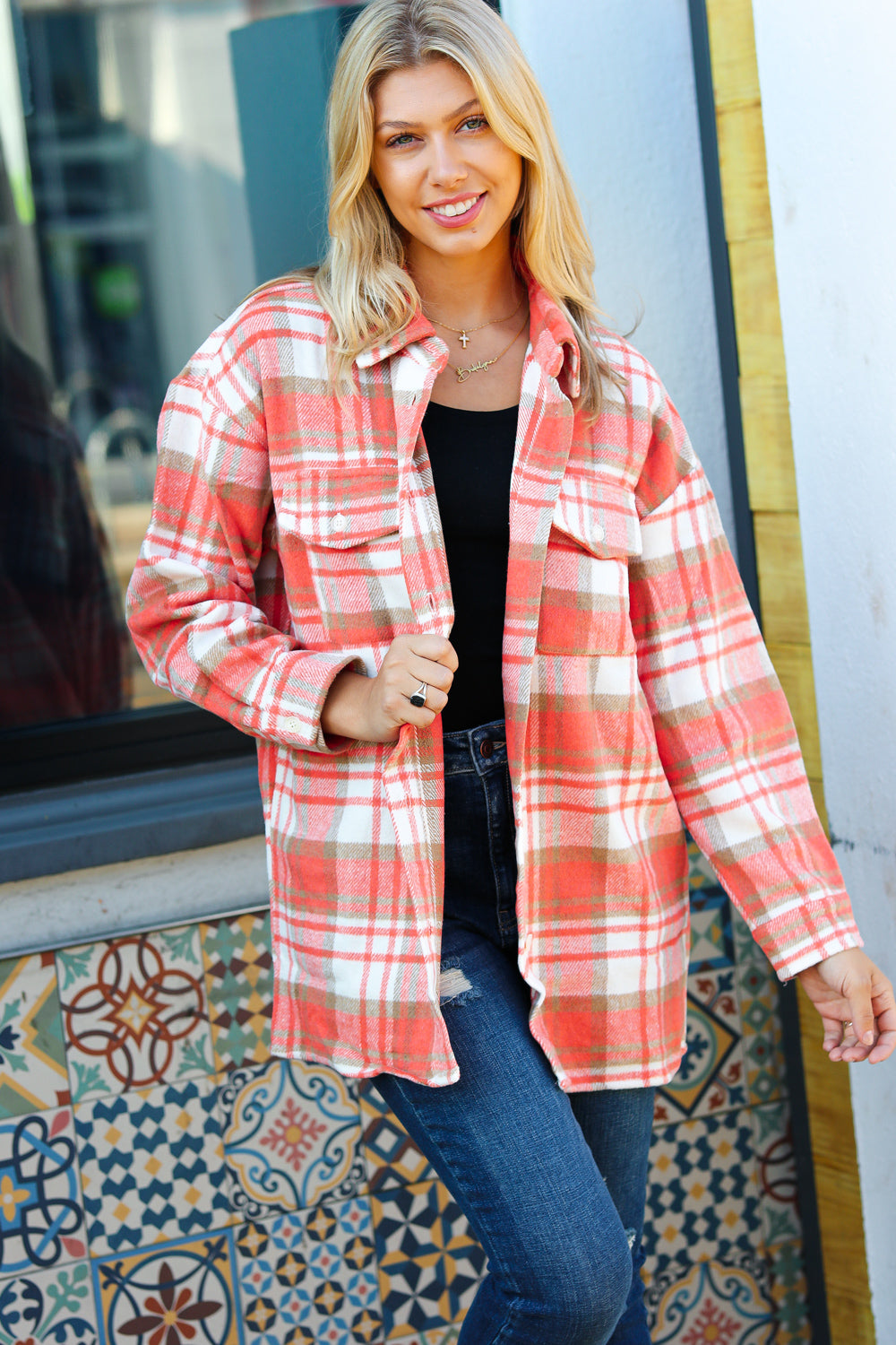 Layer Up Plaid Flannel Button Down Shacket