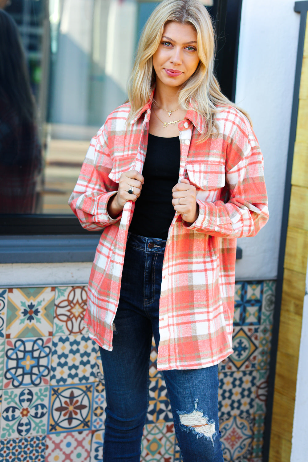 Layer Up Plaid Flannel Button Down Shacket